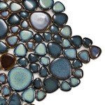 Aqua Teal Interlocking Pebble Mosaic Tile