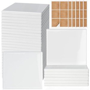 Glossy White Ceramic Tiles for Crafts - 36 Pack