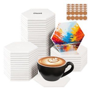 50 Pack 4" Hexagon Ceramic Tiles for Crafts