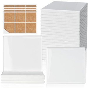 Glossy Ceramic Shower Floor Tiles - 24 Pack