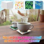 72 Pcs White Ceramic Coasters for DIY Crafts