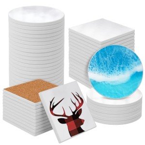 4-Inch Square & Round Ceramic Coasters Set