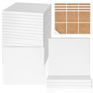 24 Pack Square Ceramic Coasters for Art Projects