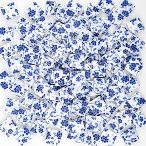 Blue and White Ceramic Mosaic Tiles – 121 Pcs