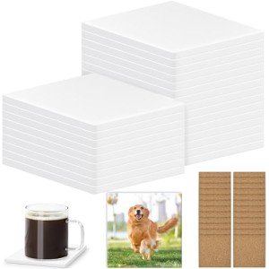 24 Pack Ceramic Tile Coasters for DIY Crafts