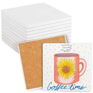 10 White Unglazed Ceramic Tiles for Crafts