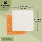 10 White Unglazed Ceramic Tiles for Crafts