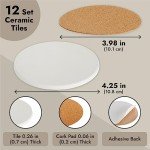 Round Unglazed Ceramic Tile Coasters with Cork Pads