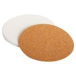 Round Unglazed Ceramic Tile Coasters with Cork Pads