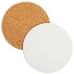 Round Unglazed Ceramic Tile Coasters with Cork Pads