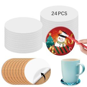 24 Pack 4x4 Inch Round Ceramic Craft Tiles