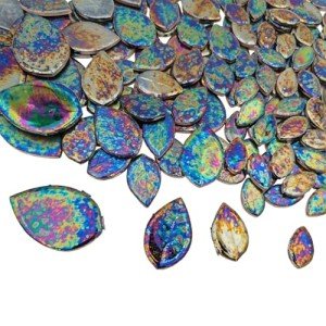 Iridescent Leaves Ceramic Mosaic Tiles for Crafts