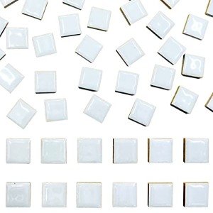 50 White Mosaic Tiles for Craft Projects