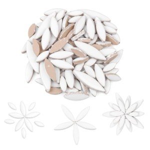 White Petal Ceramic Mosaic Tiles for Crafts