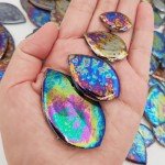 Iridescent Leaves Ceramic Mosaic Tiles for Crafts