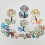 Iridescent Leaves Ceramic Mosaic Tiles for Crafts
