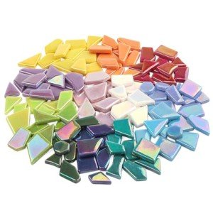 Iridescent Glass Mosaic Tiles for DIY Crafts