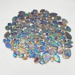 Iridescent Leaves Ceramic Mosaic Tiles for Crafts