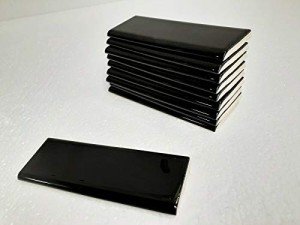 Black Ceramic Bullnose Trim Tile - 2x6 inch