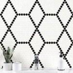 White and Black Hive Pattern Matte Porcelain Tile
