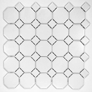 Retro White Octagon Porcelain Mosaic Tile, 11.5