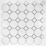 Retro White Octagon Porcelain Mosaic Tile, 11.5