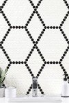 White and Black Hive Pattern Matte Porcelain Tile
