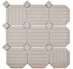 White Octagon Porcelain Mosaic Tile with Black Dots