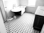 White Octagon Porcelain Mosaic Tile with Black Dots