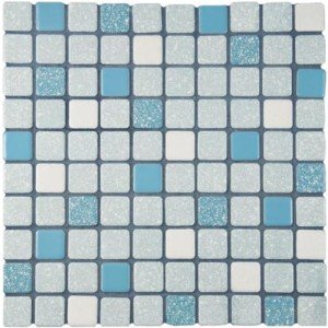 Celeste Blue White Porcelain Mosaic Floor Tile