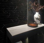 Glossy Noir Stone Composite Peel and Stick Tiles