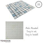 Celeste Blue White Porcelain Mosaic Floor Tile