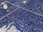 Blue Hand Painted Textured Porcelain Floor Tile