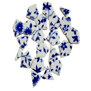 Blue and White Mosaic Ceramic Tile Pieces