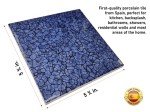 Blue Hand Painted Textured Porcelain Floor Tile