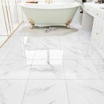 White Marble Peel and Stick Shower Floor Tile