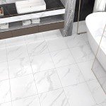 White Marble Peel and Stick Shower Floor Tile