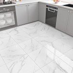 White Marble Peel and Stick Shower Floor Tile