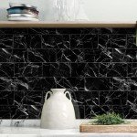 Peel and Stick Black Marble Subway Wall Tiles