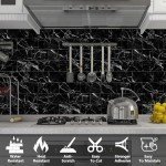 Peel and Stick Black Marble Subway Wall Tiles
