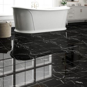 20-Pack Peel and Stick Black Marble Floor Tiles