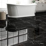 20-Pack Peel and Stick Black Marble Floor Tiles