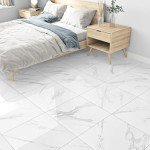 White Marble Peel and Stick Shower Floor Tile
