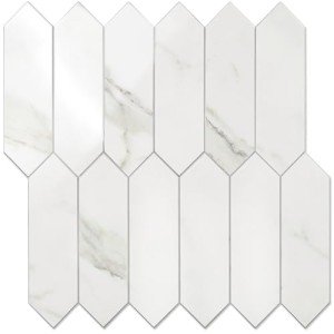 Glossy White Marble Peel and Stick Hexagon Tiles