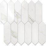 Glossy White Marble Peel and Stick Hexagon Tiles