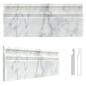 Carrara White Marble Baseboard Trim - 4 Pack