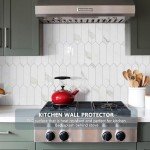 Glossy White Marble Peel and Stick Hexagon Tiles