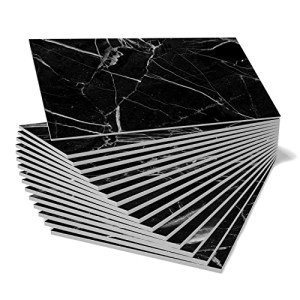Black Marble Peel and Stick Backsplash Tiles 16pcs
