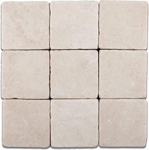 Botticino Fiorito 4 X 4 Tumbled Marble Floor Tile