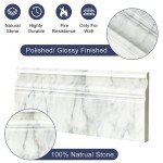 Carrara White Marble Baseboard Trim - 4 Pack